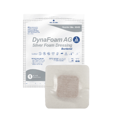 #3049 Dynarex® DynaFoam™ AG Bordered Silver Foam Dressing